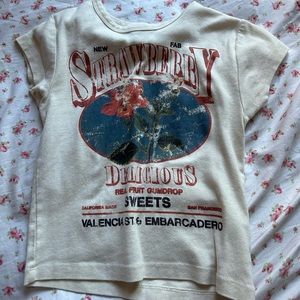 urban outfitters strawberry shirt - cream GOOD CONDITION